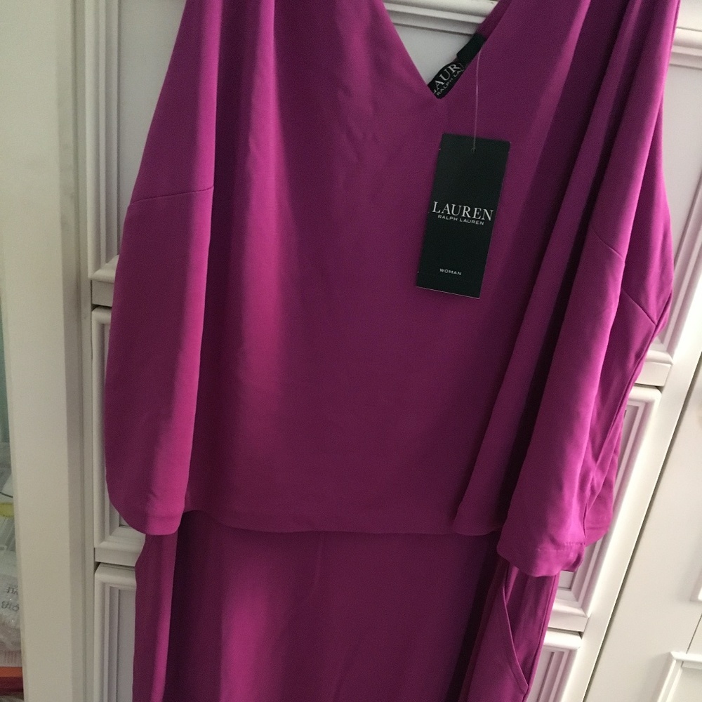 LAUREN RALPH LAUREN Dress NWT Purple Sleeveless Layered w/ Pockets Plus Size 3X - Picture 8 of 16
